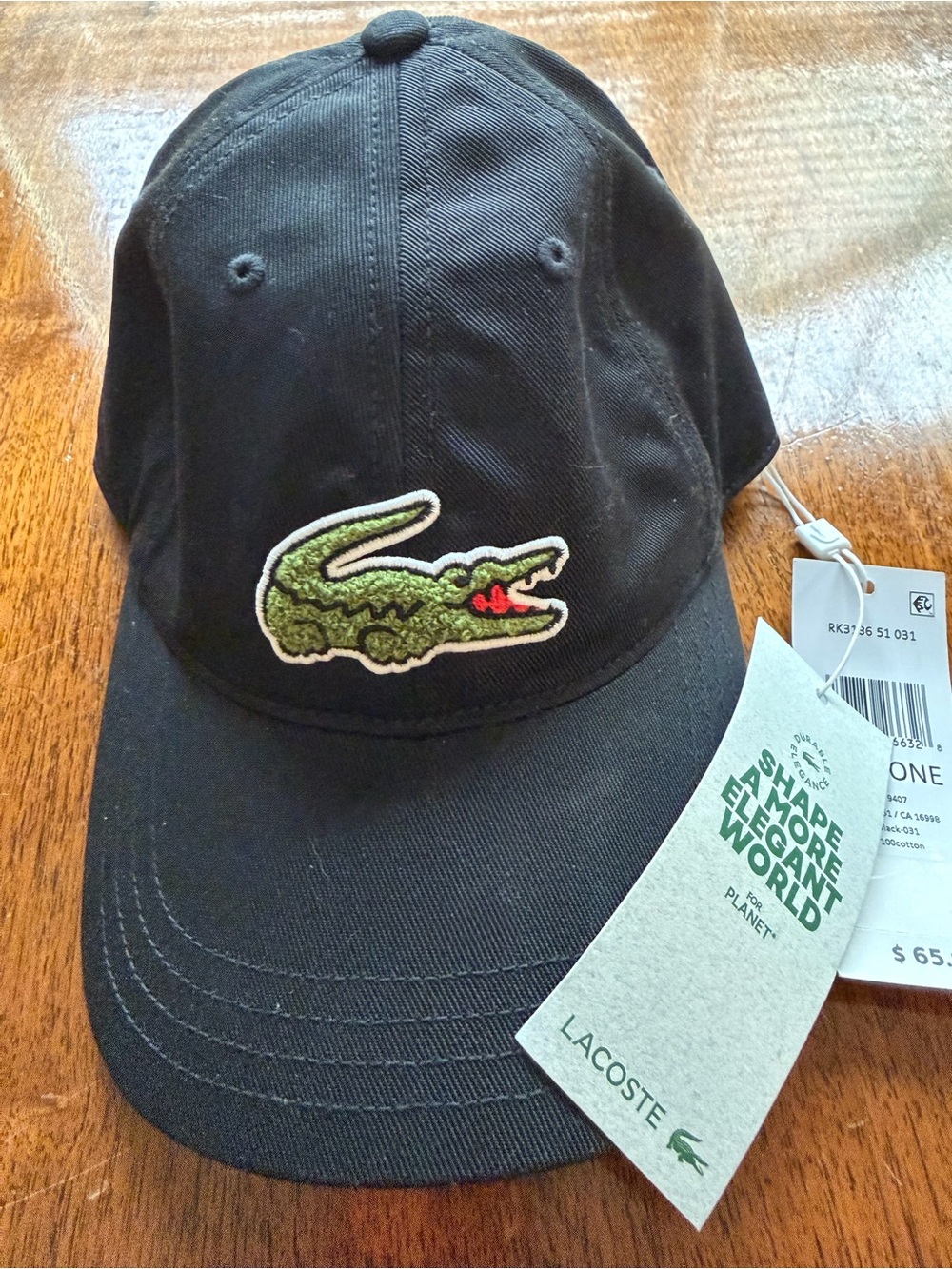 🔥 NWT Lacoste Black Cap with Green Crocodile Logo